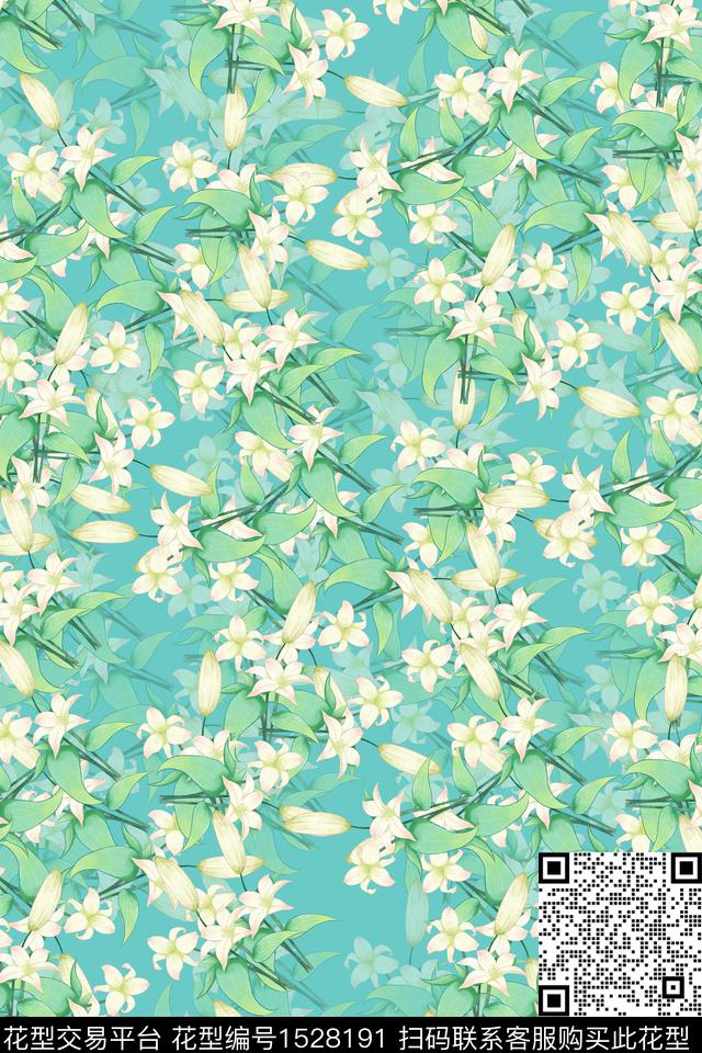 水彩花卉小碎花数码印花华亿平台下载（图片编号: 1528191） - 瓦栏（Walan）