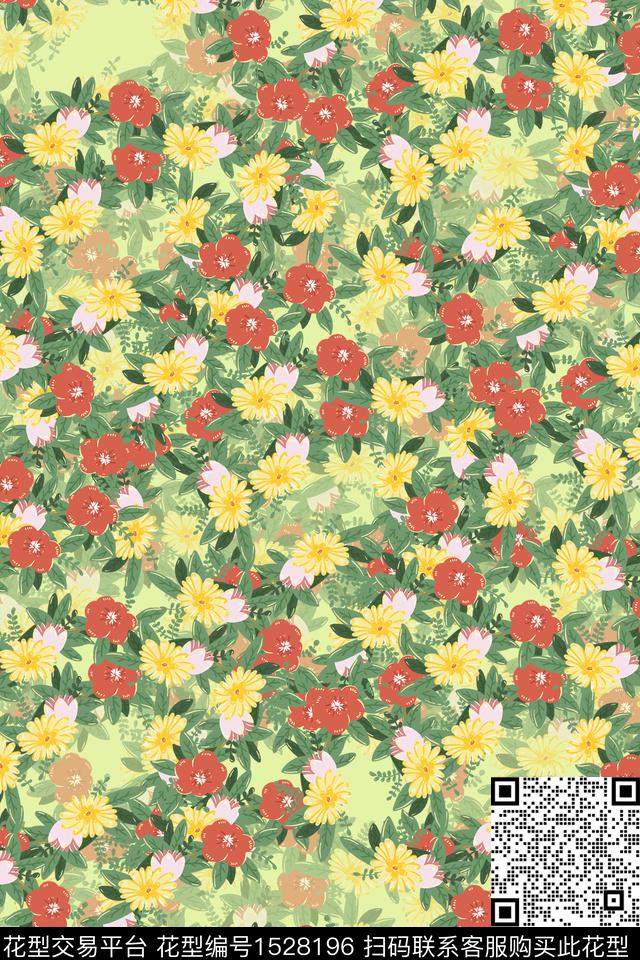 春夏华亿平台小花连衣裙数码印花华亿平台下载（图片编号: 1528196） - 瓦栏（Walan）