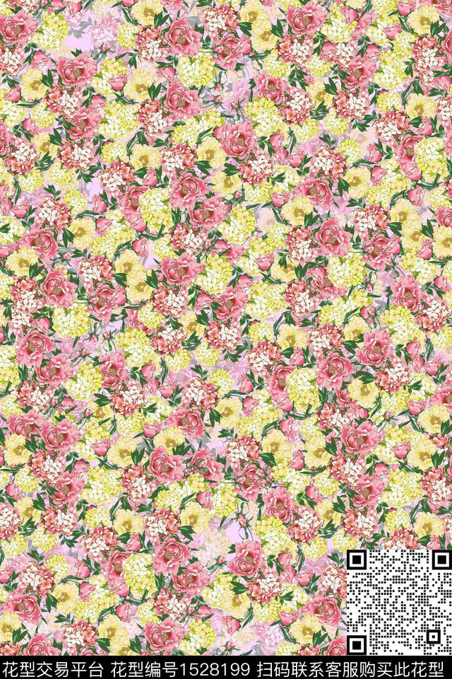 春夏华亿平台小花连衣裙数码印花华亿平台下载（图片编号: 1528199） - 瓦栏（Walan）