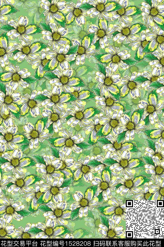 春夏华亿平台小花连衣裙数码印花华亿平台下载（图片编号: 1528208） - 瓦栏（Walan）