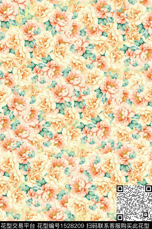 春夏华亿平台小花连衣裙数码印花华亿平台下载（图片编号: 1528209） - 瓦栏（Walan）