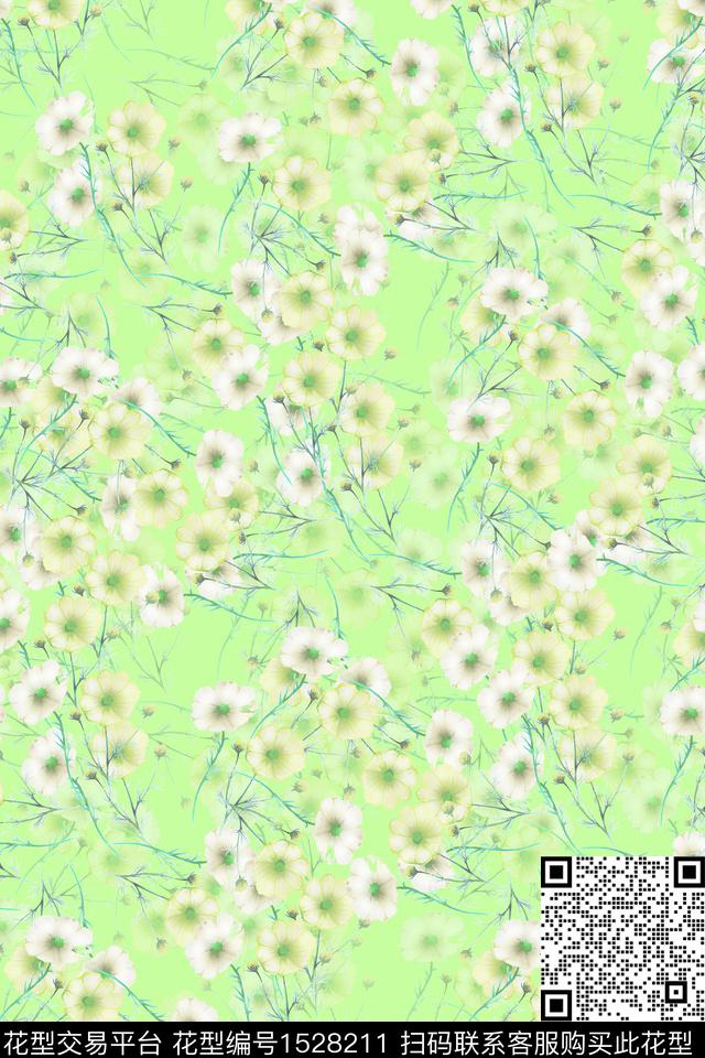 水彩花卉小碎花数码印花华亿平台下载（图片编号: 1528211） - 瓦栏（Walan）