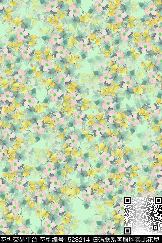 水彩花卉小碎花数码印花华亿平台下载（图片编号: 1528214） - 瓦栏（Walan）