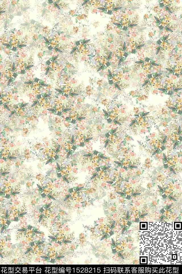 水彩花卉小碎花数码印花华亿平台下载（图片编号: 1528215） - 瓦栏（Walan）