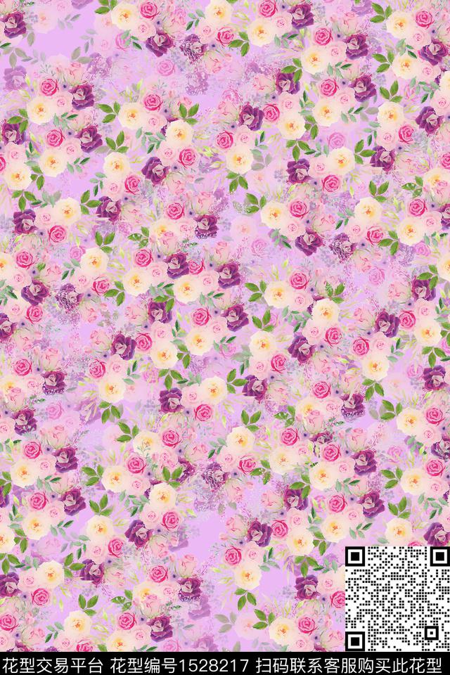 水彩花卉小碎花数码印花华亿平台下载（图片编号: 1528217） - 瓦栏（Walan）