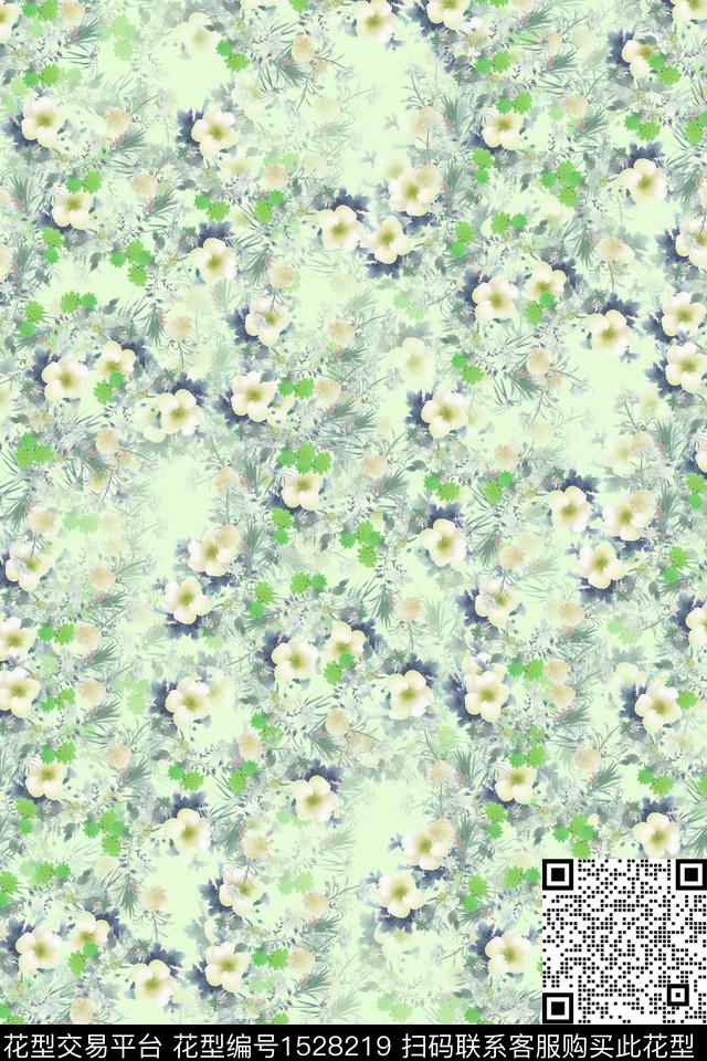 水彩花卉小碎花数码印花华亿平台下载（图片编号: 1528219） - 瓦栏（Walan）