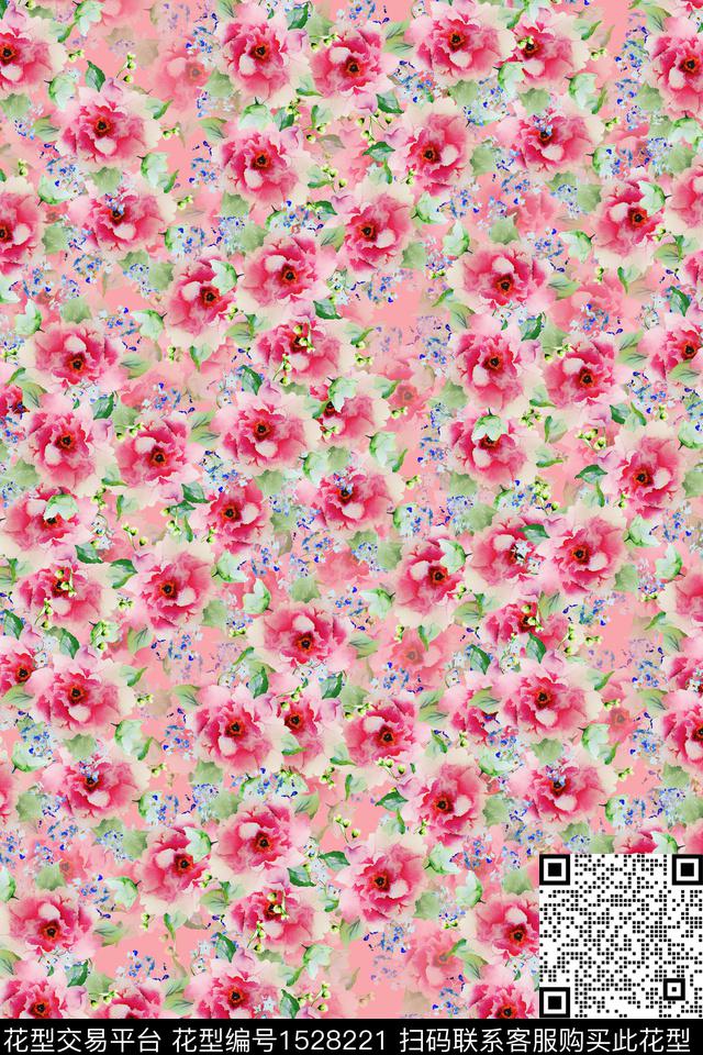 水彩花卉小碎花数码印花华亿平台下载（图片编号: 1528221） - 瓦栏（Walan）