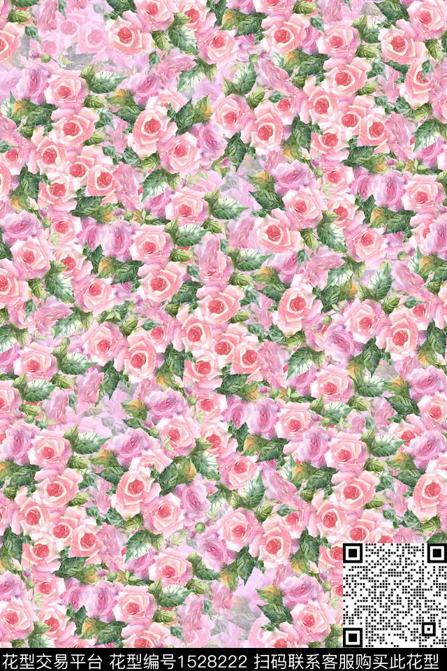 水彩花卉小碎花数码印花华亿平台下载（图片编号: 1528222） - 瓦栏（Walan）
