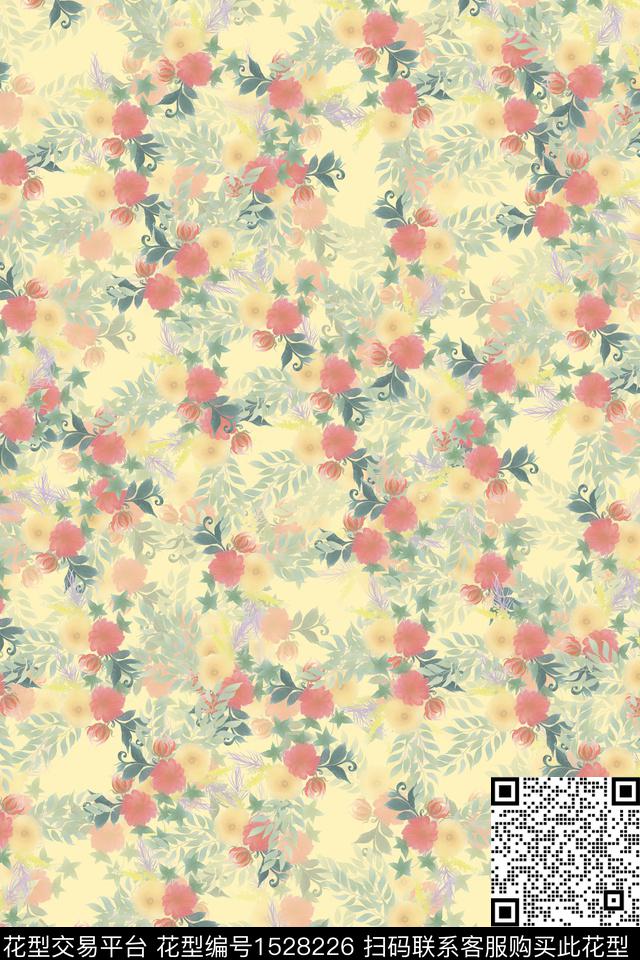 水彩花卉小碎花数码印花华亿平台下载（图片编号: 1528226） - 瓦栏（Walan）
