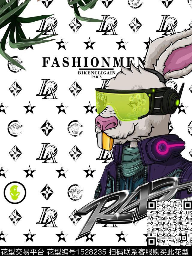 字母兔子大牌风传统印花华亿平台下载（图片编号: 1528235） - 瓦栏（Walan）