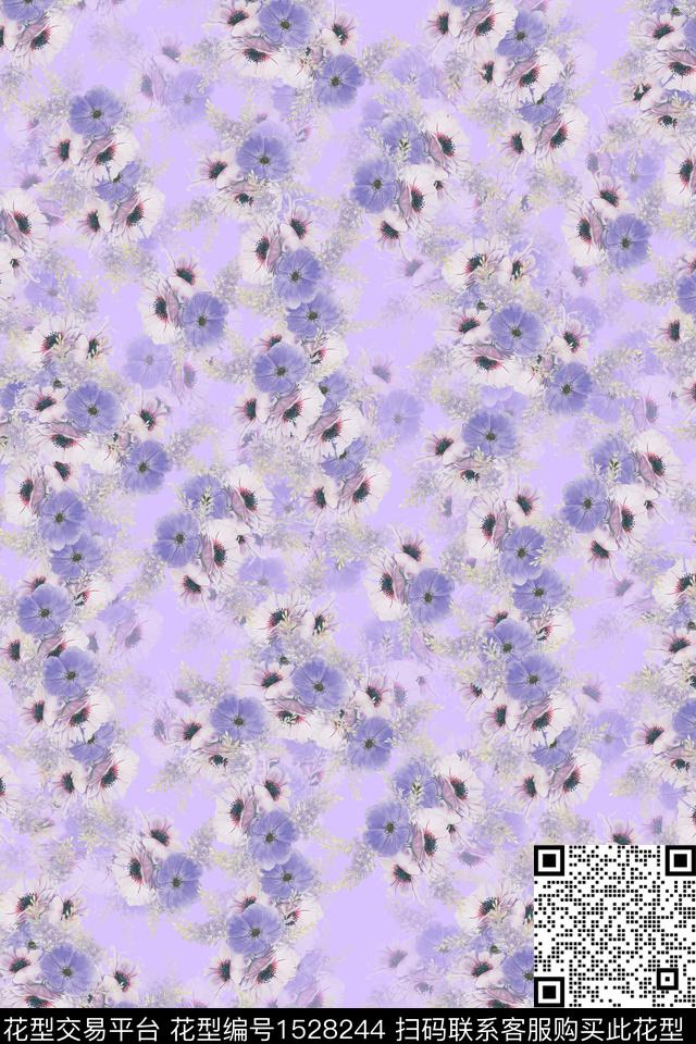 水彩花卉小碎花数码印花华亿平台下载（图片编号: 1528244） - 瓦栏（Walan）
