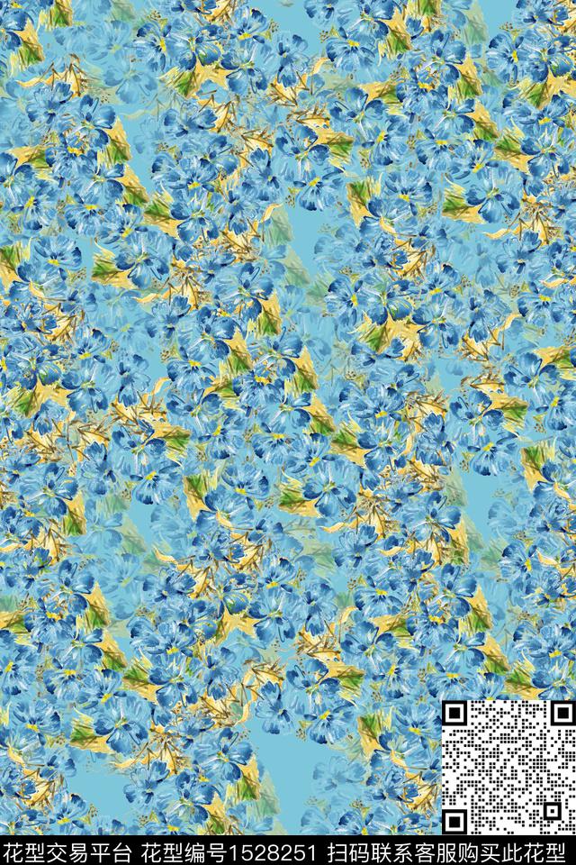 春夏华亿平台小花连衣裙数码印花华亿平台下载（图片编号: 1528251） - 瓦栏（Walan）