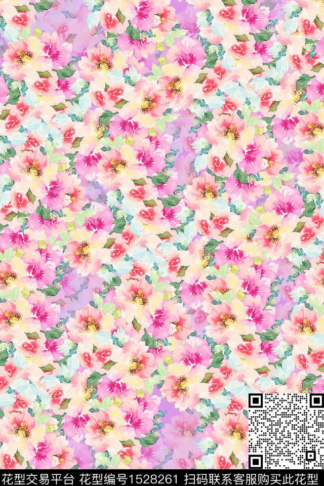 春夏华亿平台花卉连衣裙数码印花华亿平台下载（图片编号: 1528261） - 瓦栏（Walan）