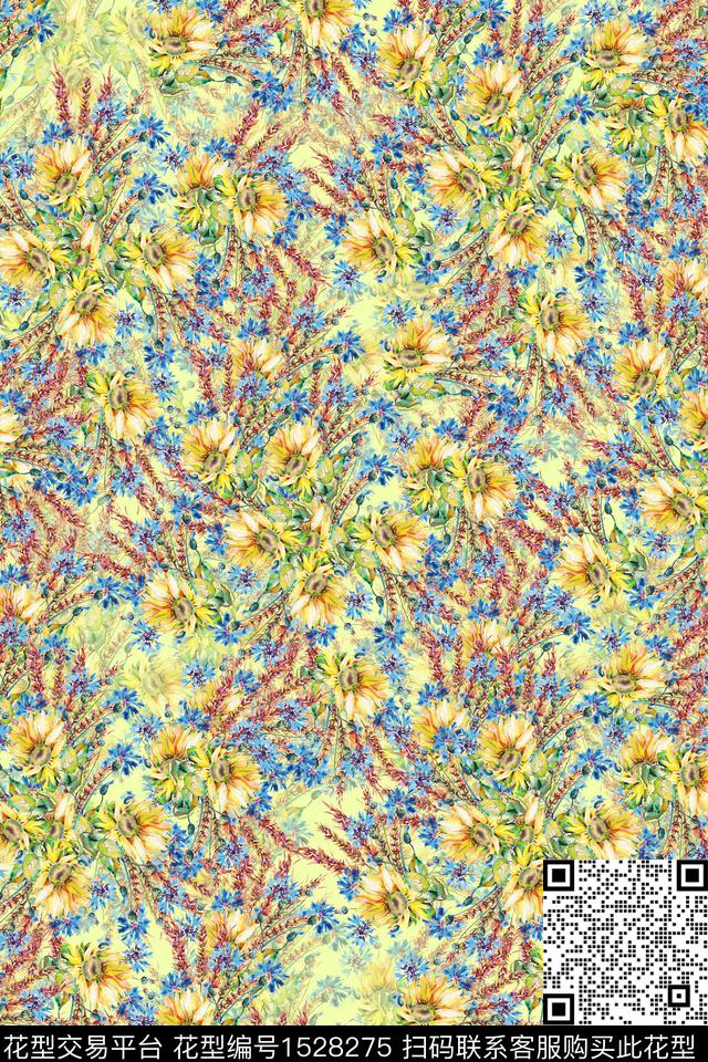 春夏华亿平台花卉连衣裙数码印花华亿平台下载（图片编号: 1528275） - 瓦栏（Walan）