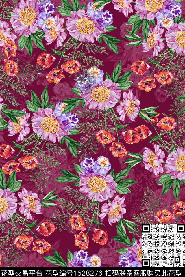 春夏华亿平台花卉女装数码印花华亿平台下载（图片编号: 1528276） - 瓦栏（Walan）