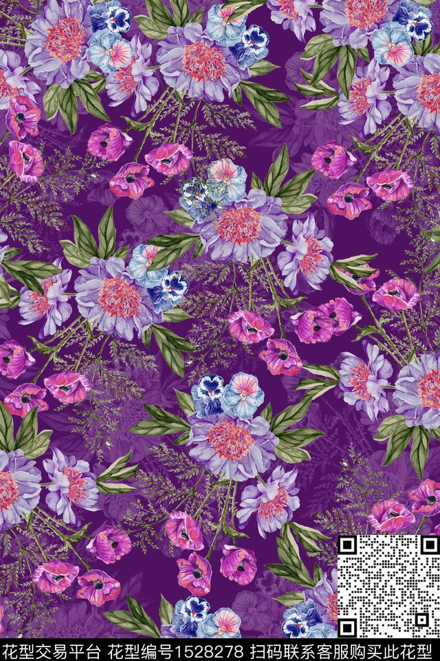 民族风春夏华亿平台花卉数码印花华亿平台下载（图片编号: 1528278） - 瓦栏（Walan）