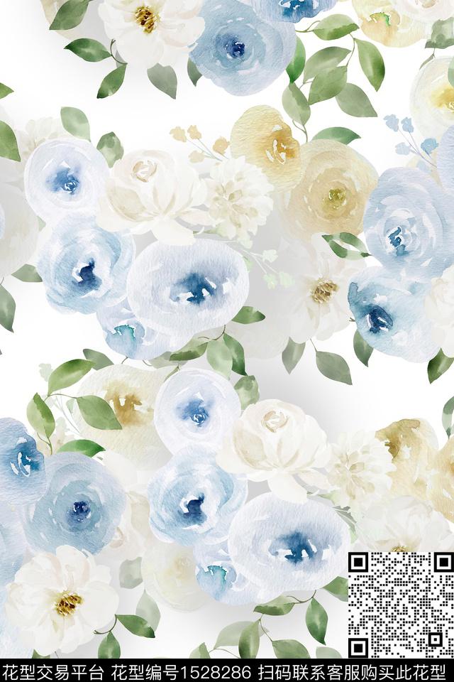 水彩花卉春夏华亿平台小清新数码印花华亿平台下载（图片编号: 1528286） - 瓦栏（Walan）