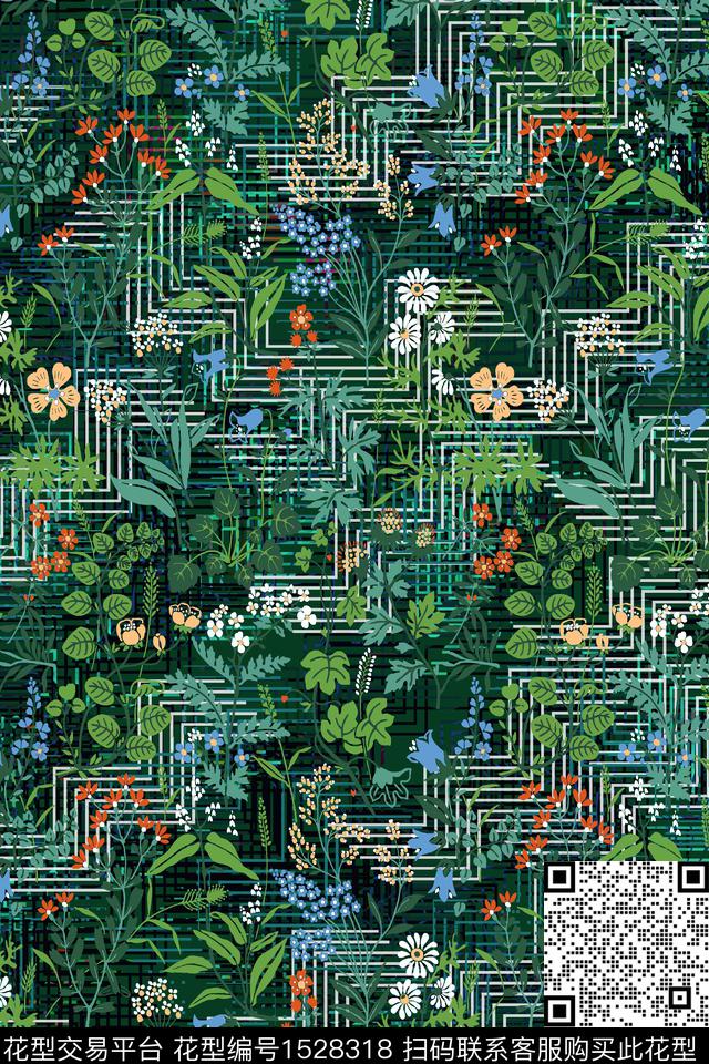 小清新真丝花卉数码印花华亿平台下载（图片编号: 1528318） - 瓦栏（Walan）