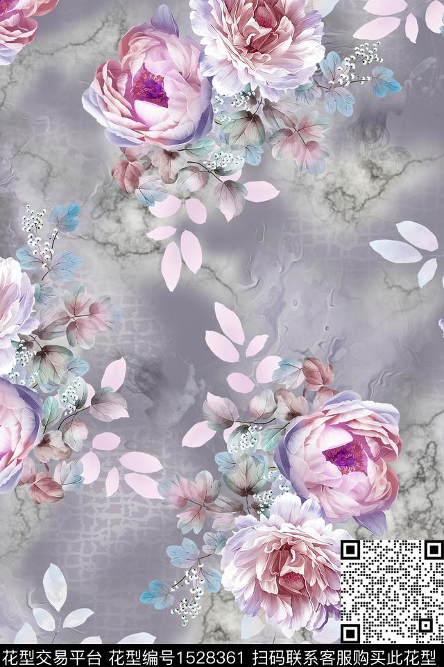 小清新真丝花卉数码印花华亿平台下载（图片编号: 1528361） - 瓦栏（Walan）