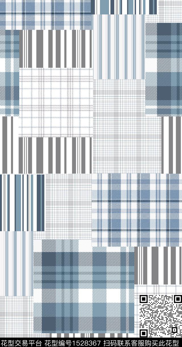 拼接格子男装传统印花华亿平台下载（图片编号: 1528367） - 瓦栏（Walan）