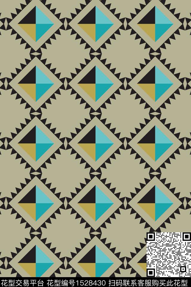 格子女装几何数码印花华亿平台下载（图片编号: 1528430） - 瓦栏（Walan）