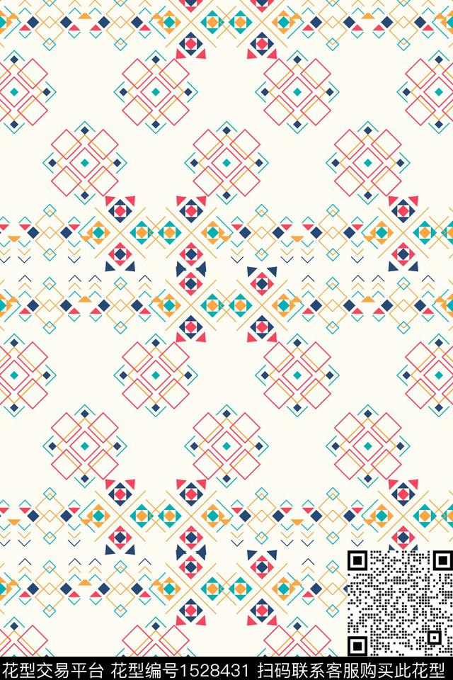 女装民族风格子数码印花华亿平台下载（图片编号: 1528431） - 瓦栏（Walan）