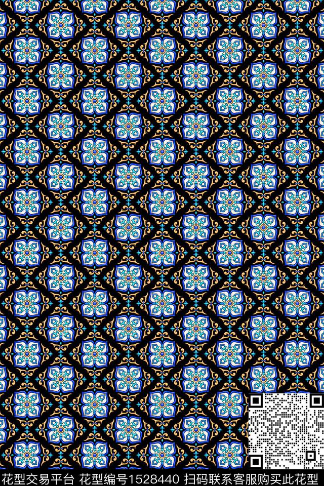 女装民族风对称花数码印花华亿平台下载（图片编号: 1528440） - 瓦栏（Walan）