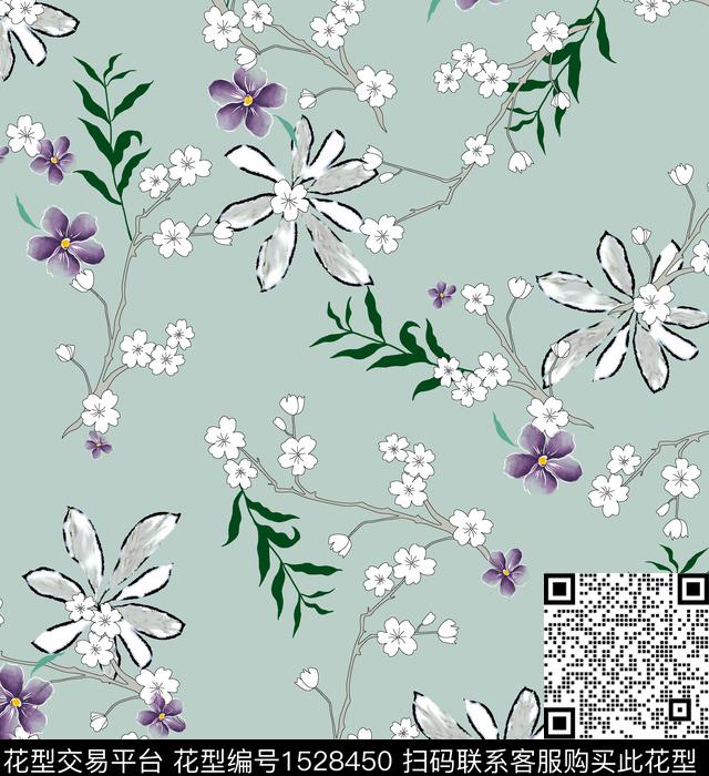 花卉女装连衣裙数码印花华亿平台下载（图片编号: 1528450） - 瓦栏（Walan）