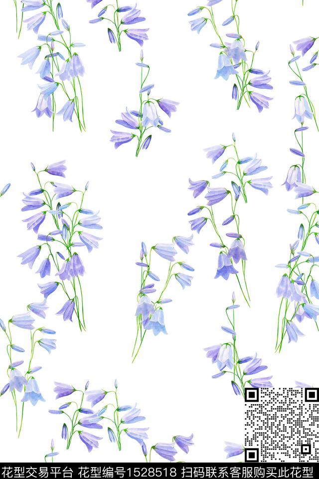 清爽底花卉春夏华亿平台花卉数码印花华亿平台下载（图片编号: 1528518） - 瓦栏（Walan）