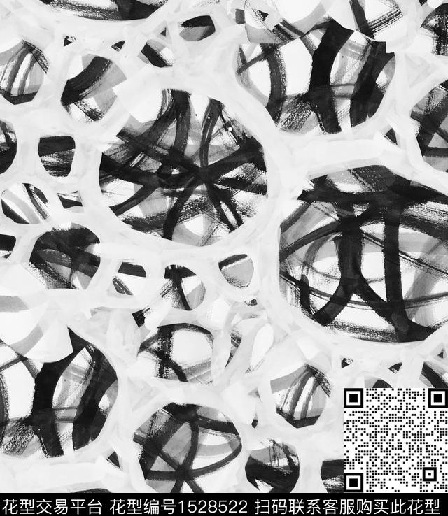 抽象肌理笔触数码印花华亿平台下载（图片编号: 1528522） - 瓦栏（Walan）