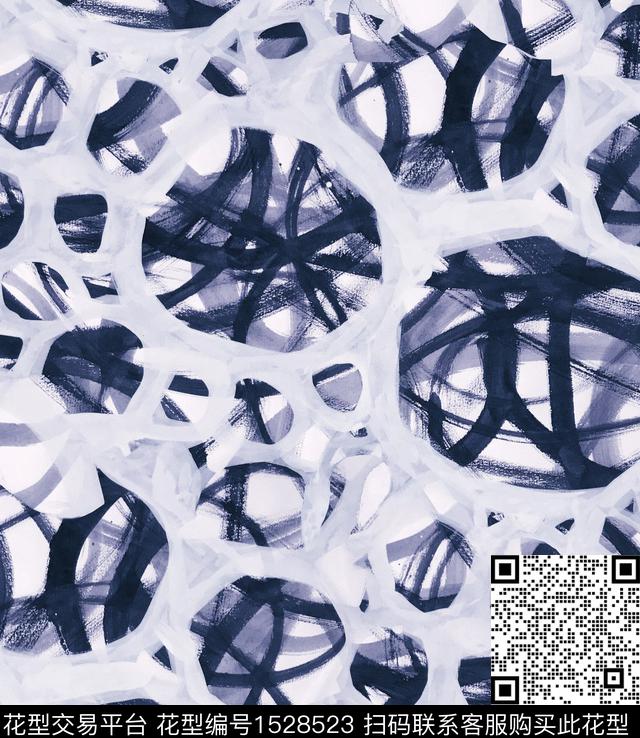 抽象肌理笔触数码印花华亿平台下载（图片编号: 1528523） - 瓦栏（Walan）