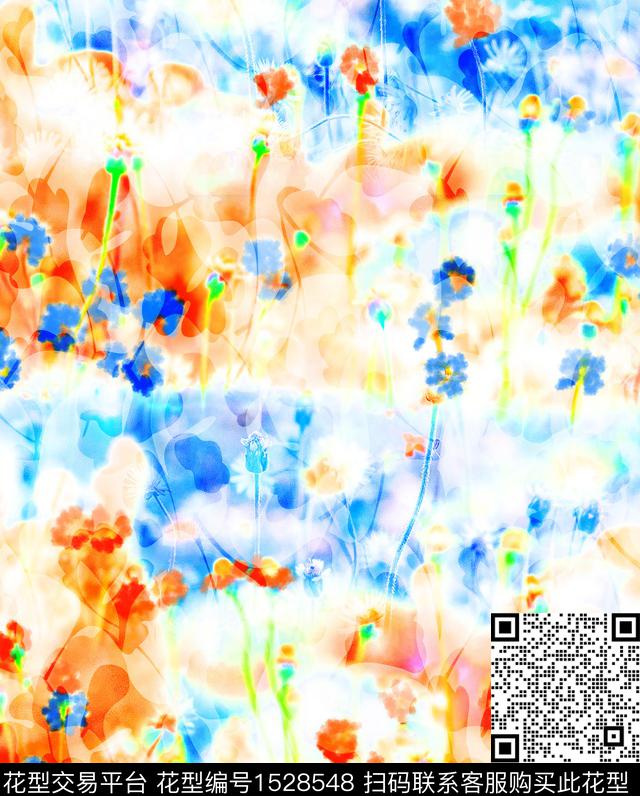 花卉女装连衣裙数码印花华亿平台下载（图片编号: 1528548） - 瓦栏（Walan）