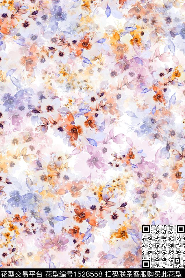 绿植树叶抽象花卉花卉数码印花华亿平台下载（图片编号: 1528558） - 瓦栏（Walan）