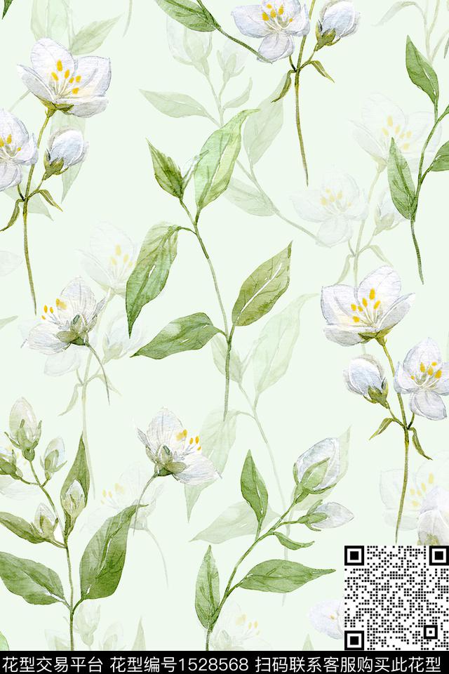 小清新花卉水彩数码印花华亿平台下载（图片编号: 1528568） - 瓦栏（Walan）