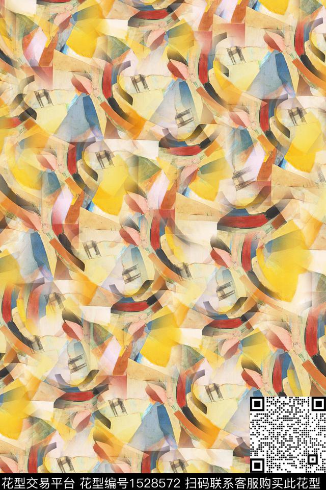 女装抽象油画数码印花华亿平台下载（图片编号: 1528572） - 瓦栏（Walan）