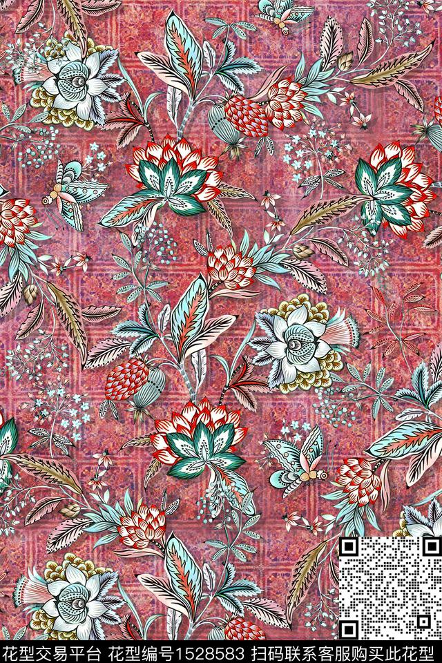 花卉女装底纹数码印花华亿平台下载（图片编号: 1528583） - 瓦栏（Walan）