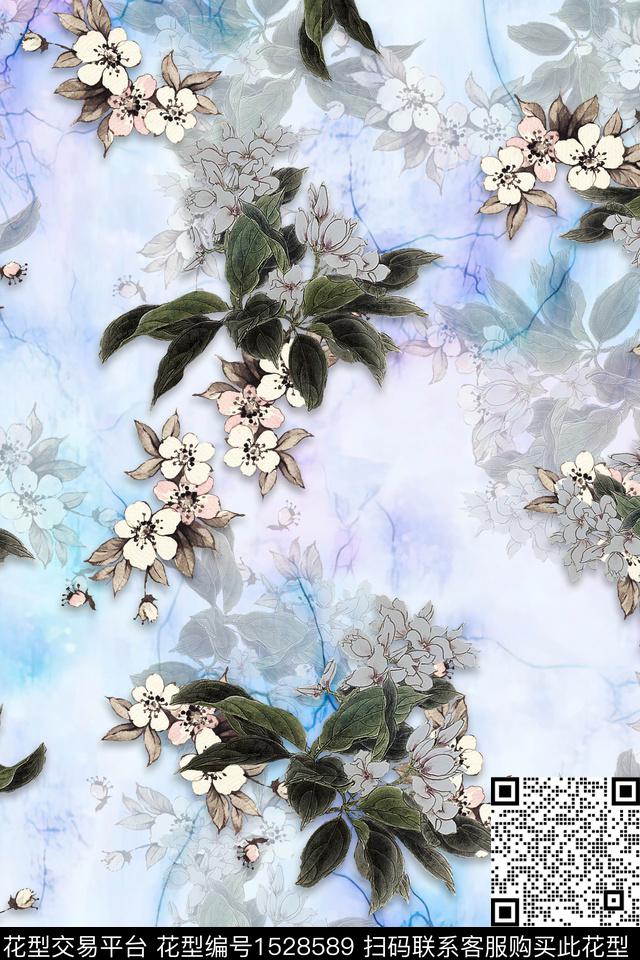 花卉中老年女装数码印花华亿平台下载（图片编号: 1528589） - 瓦栏（Walan）