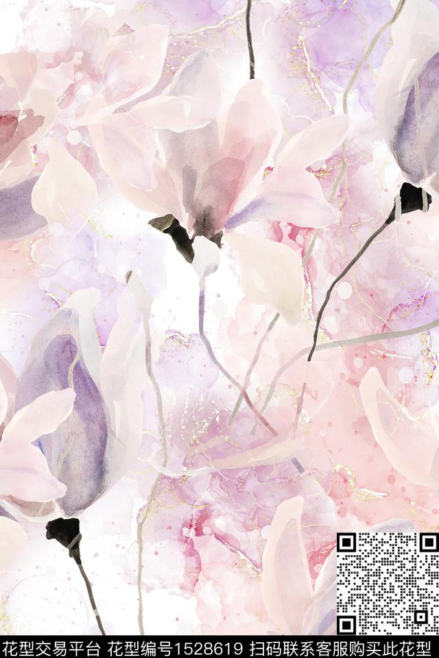 花卉女装大花数码印花华亿平台下载（图片编号: 1528619） - 瓦栏（Walan）