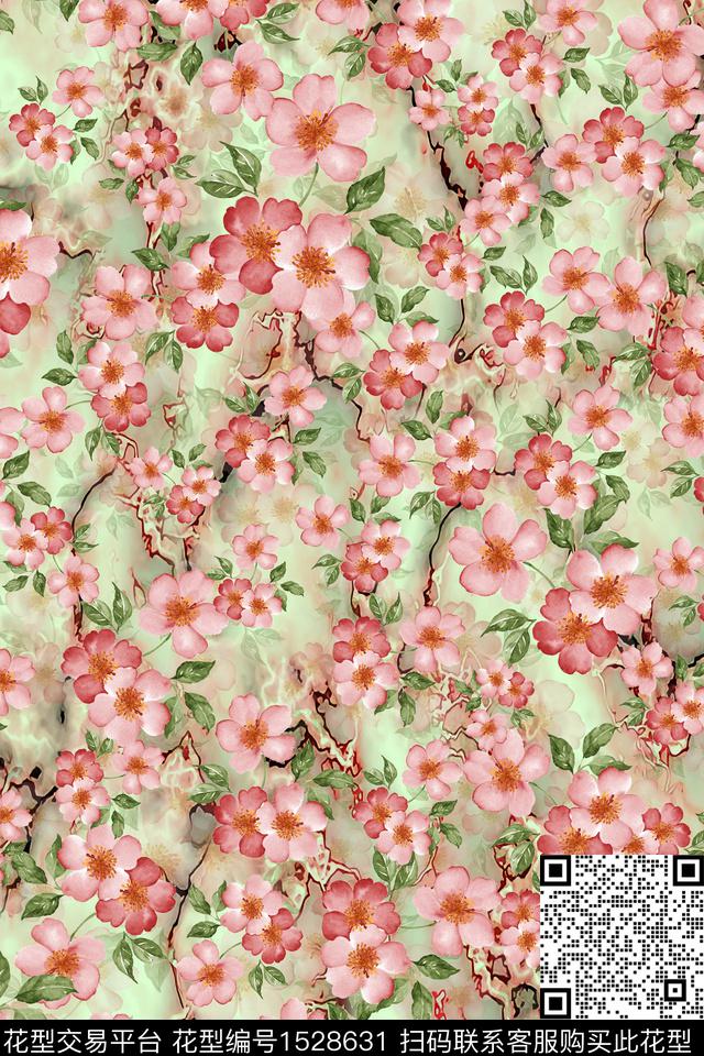 水彩花卉春夏华亿平台花卉数码印花华亿平台下载（图片编号: 1528631） - 瓦栏（Walan）