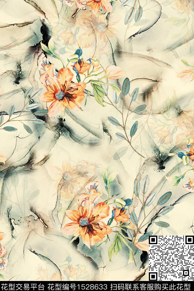水彩花卉春夏华亿平台花卉数码印花华亿平台下载（图片编号: 1528633） - 瓦栏（Walan）