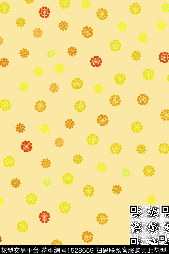 小清新手绘春夏华亿平台数码印花华亿平台下载（图片编号: 1528659） - 瓦栏（Walan）