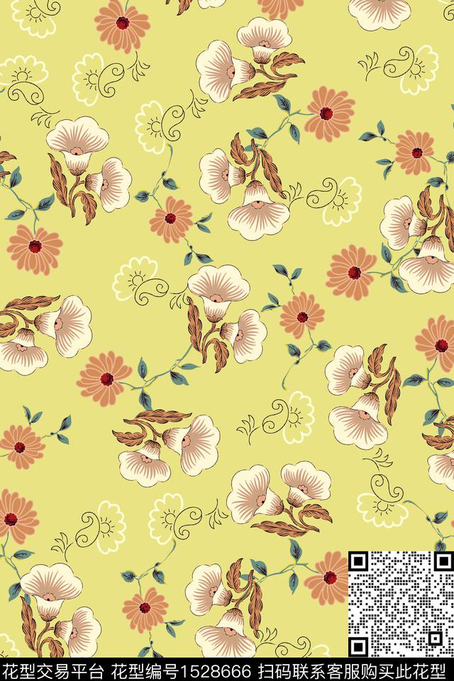 中老年花卉纯底花针织类数码印花华亿平台下载（图片编号: 1528666） - 瓦栏（Walan）