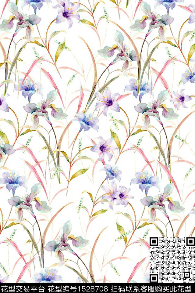 小清新女装花卉数码印花华亿平台下载（图片编号: 1528708） - 瓦栏（Walan）