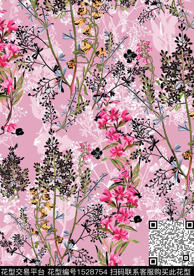女装花卉春夏华亿平台数码印花华亿平台下载（图片编号: 1528754） - 瓦栏（Walan）