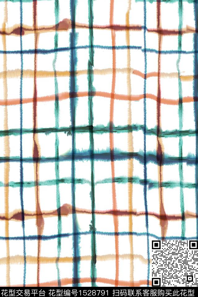格子水彩女装数码印花华亿平台下载（图片编号: 1528791） - 瓦栏（Walan）