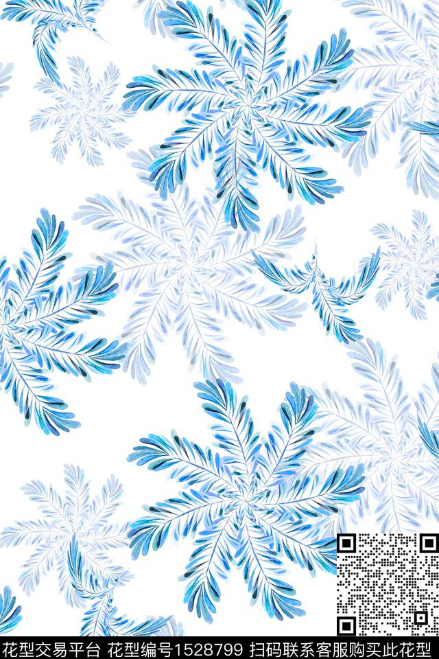 小清新绿植树叶数码印花华亿平台下载（图片编号: 1528799） - 瓦栏（Walan）