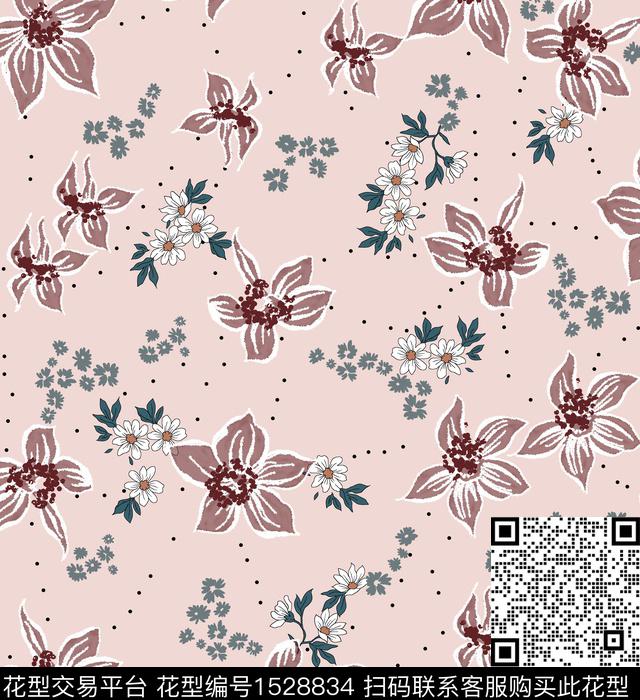 女装花卉连衣裙数码印花华亿平台下载（图片编号: 1528834） - 瓦栏（Walan）