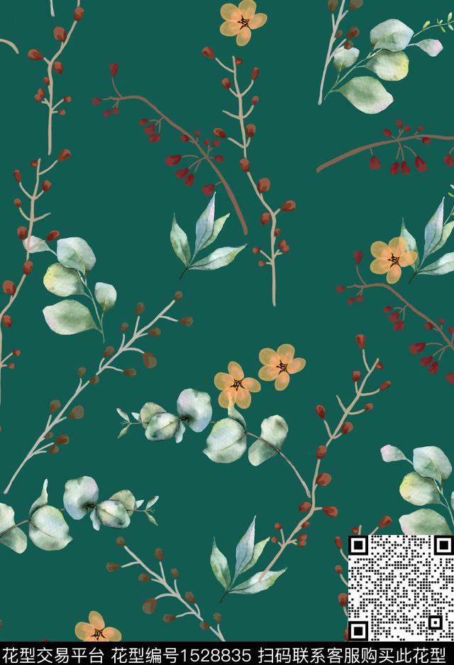 女装花卉连衣裙数码印花华亿平台下载（图片编号: 1528835） - 瓦栏（Walan）