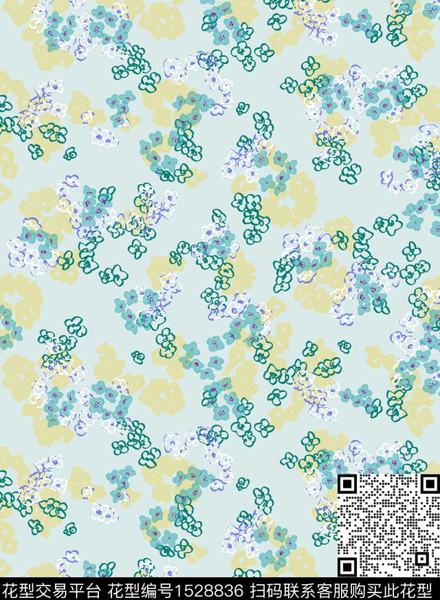 女装花卉连衣裙数码印花华亿平台下载（图片编号: 1528836） - 瓦栏（Walan）