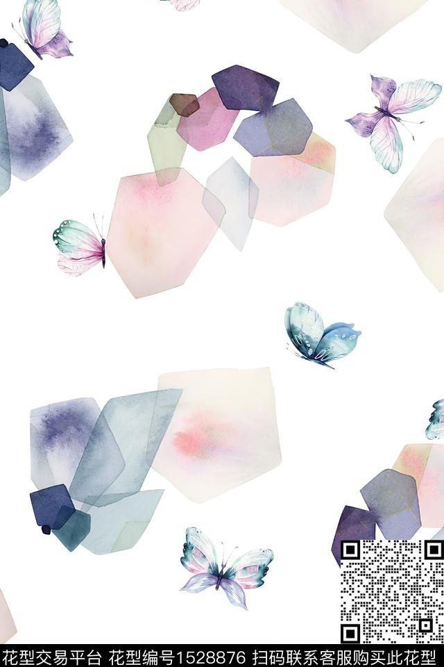 女装蝴蝶几何数码印花华亿平台下载（图片编号: 1528876） - 瓦栏（Walan）